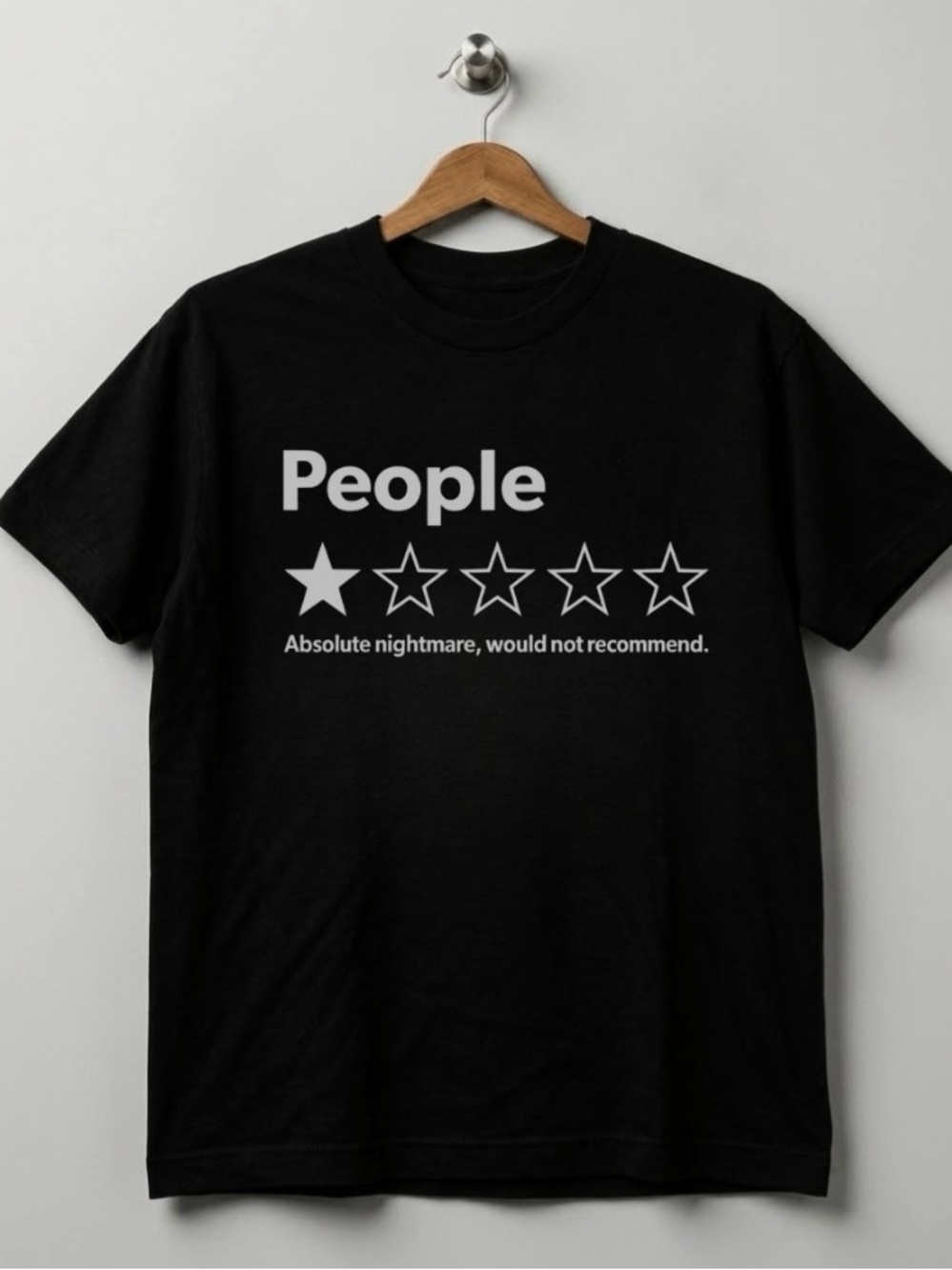 People 1-Star Rating Sarcastic Funny Graphic Tee - Black